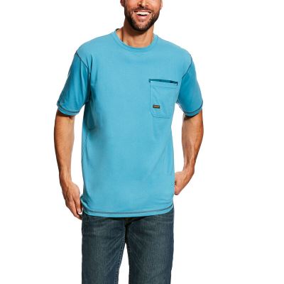 Ariat Rebar Workman - T Shirts Blauw Heren - 35261-420